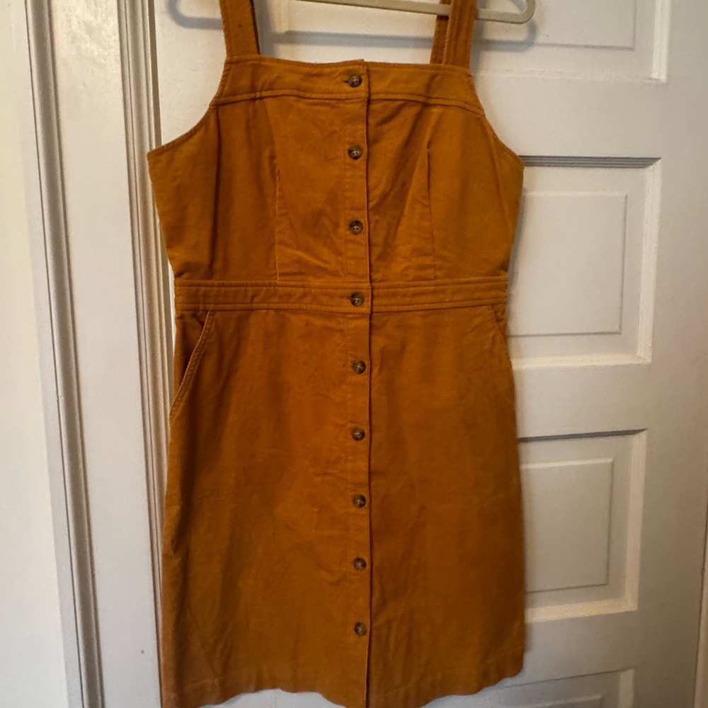 J. Crew Factory Mustard Button-Front Corduroy Mini Dress